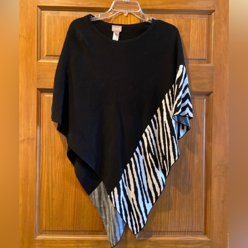 Chico’s Black and Zebra Print Women's poncho